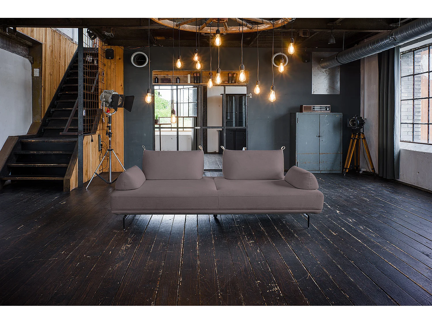 Schlafsofa - Violett Webstoff - CANE