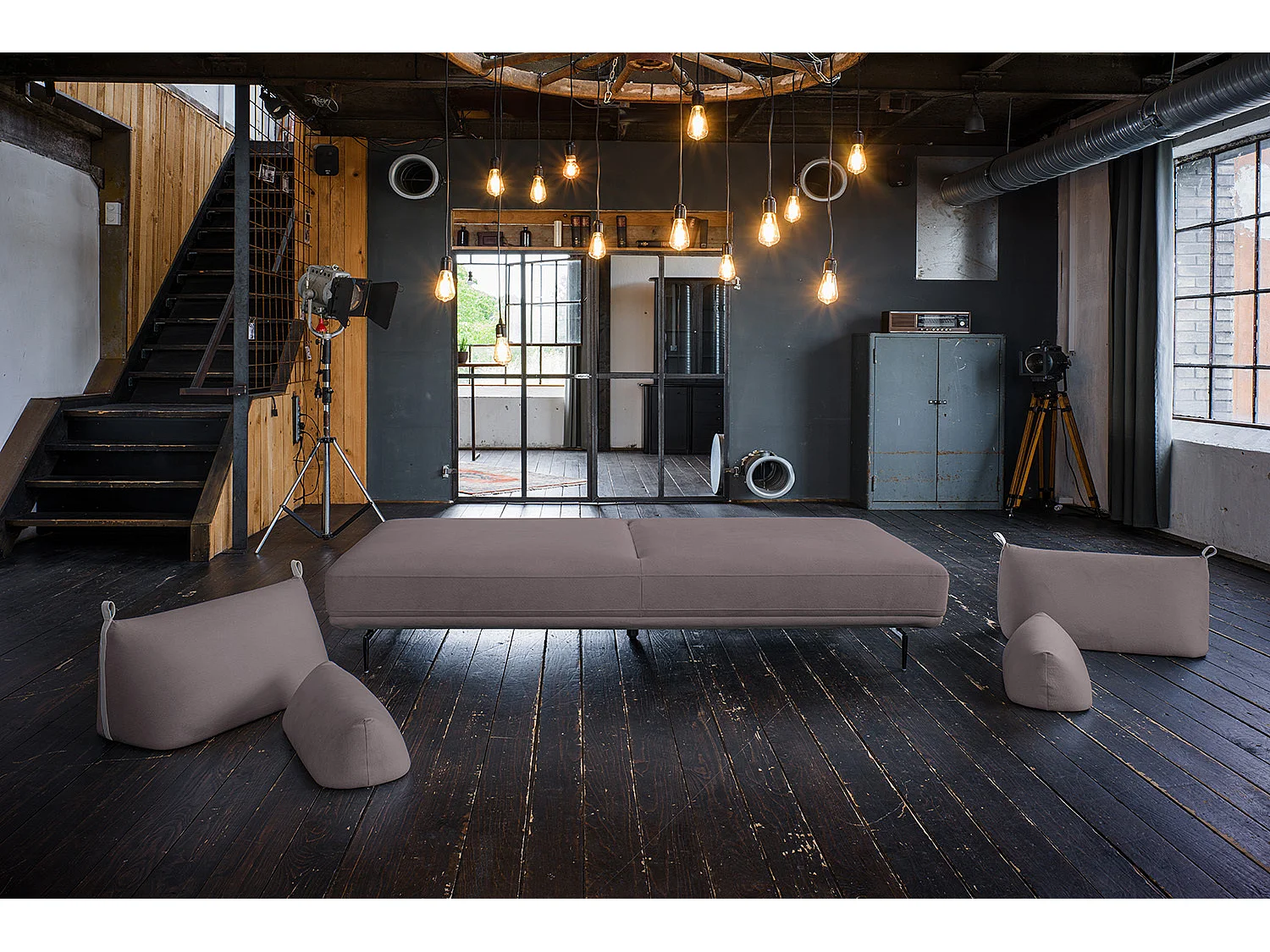 Schlafsofa - Violett Webstoff - CANE