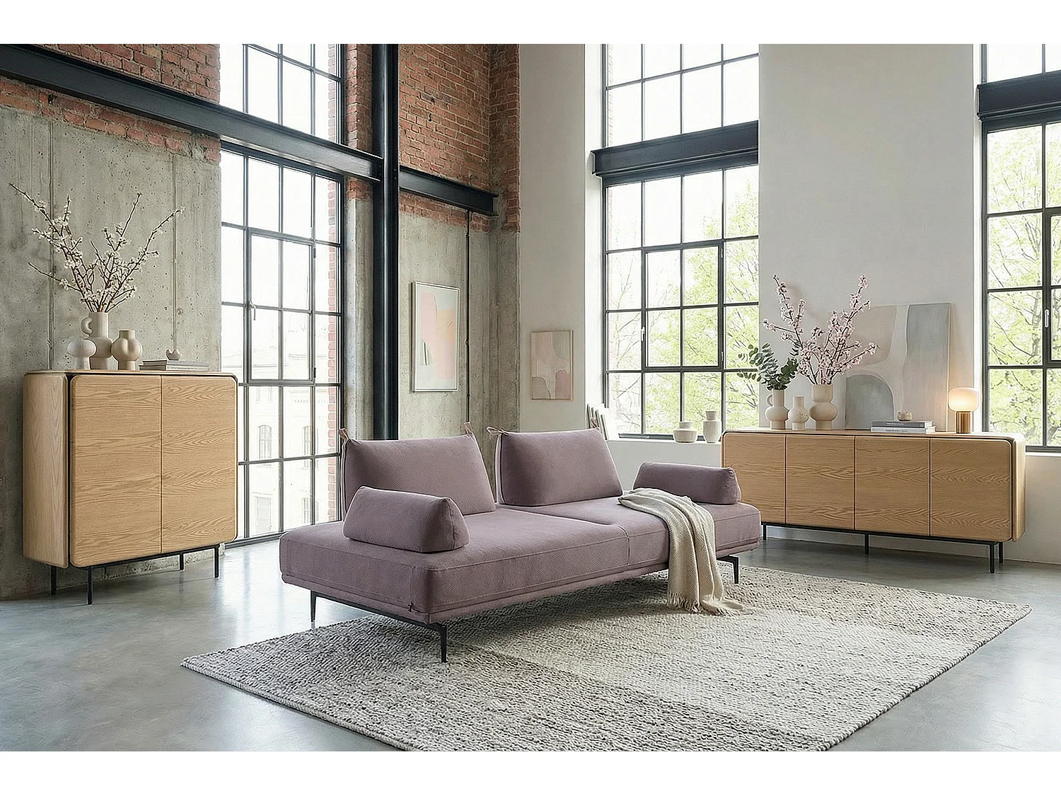 Daybed - Violett Webstoff - CANE