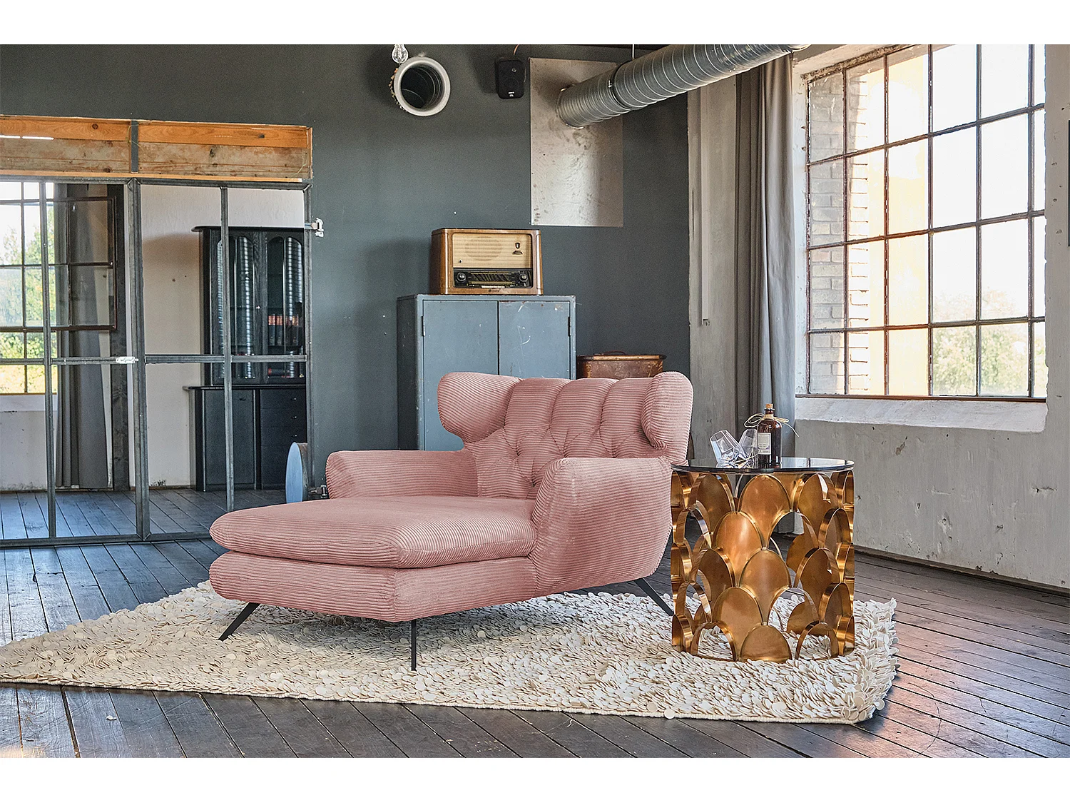 XXL Sessel - Rosé Cord - CHARME