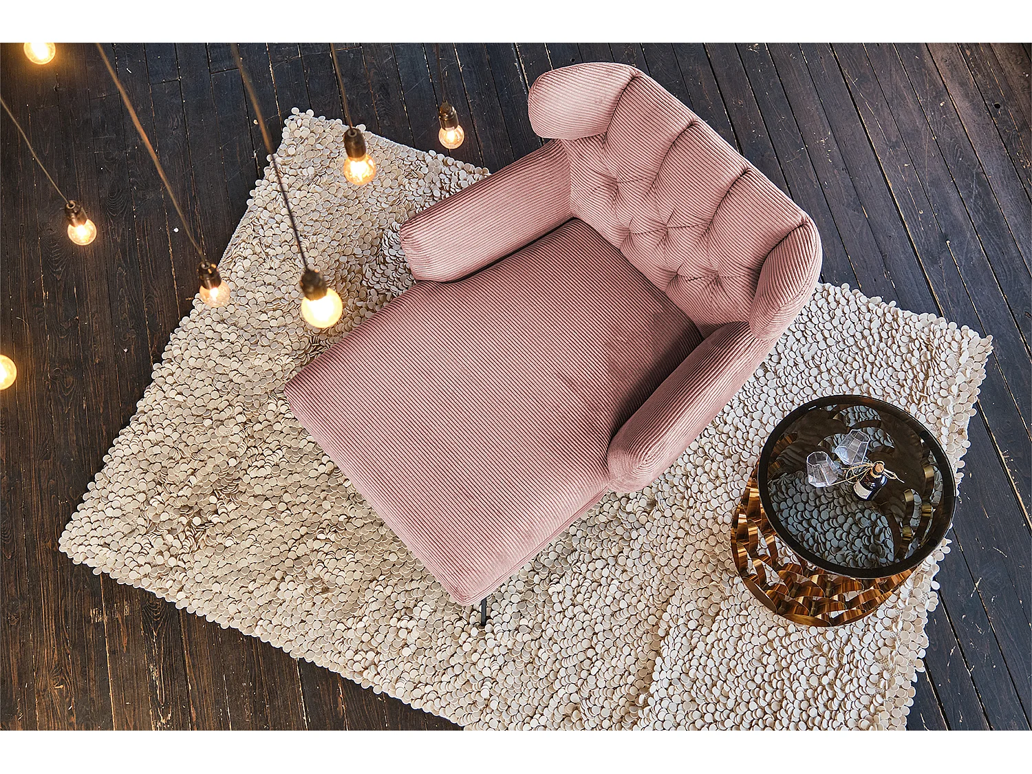 XXL Sessel - Rosé Cord - CHARME