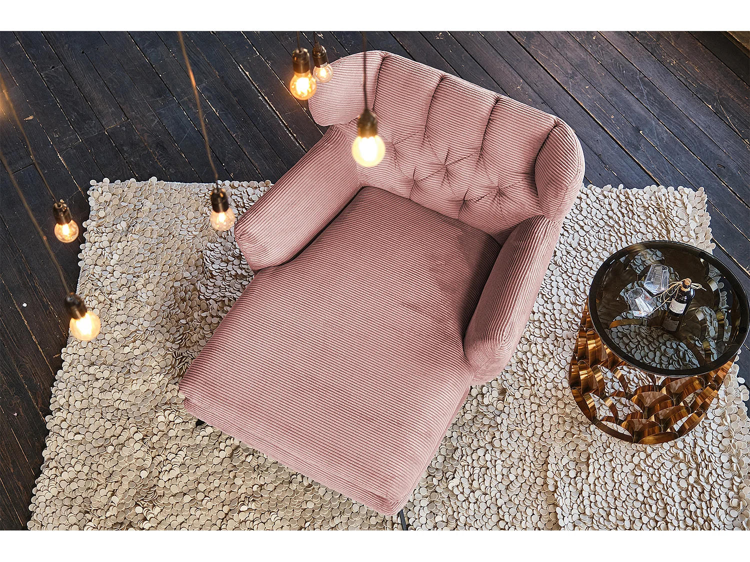 XXL Sessel - Rosé Cord - CHARME