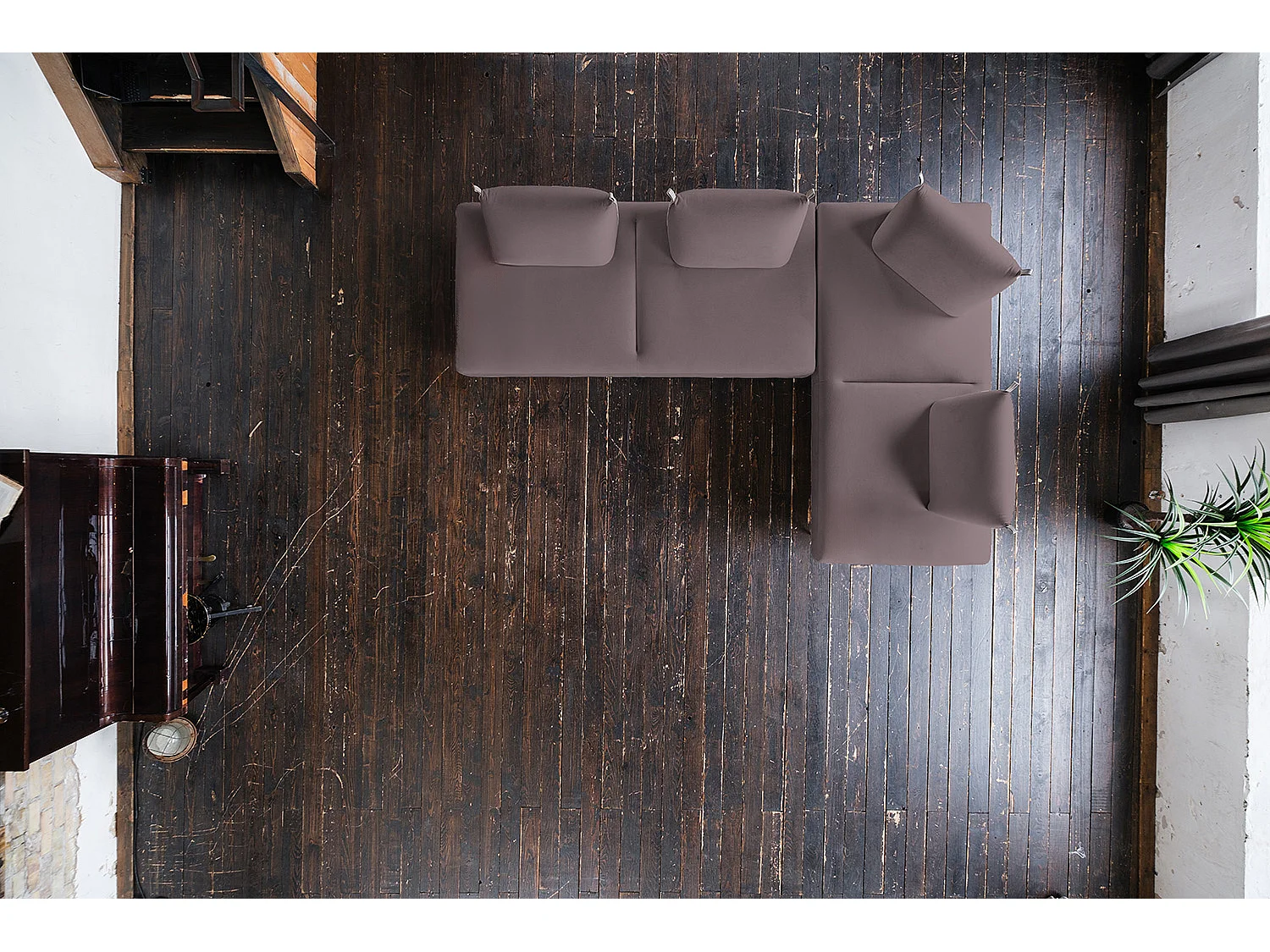 Ecksofa - Violett Webstoff - CANE