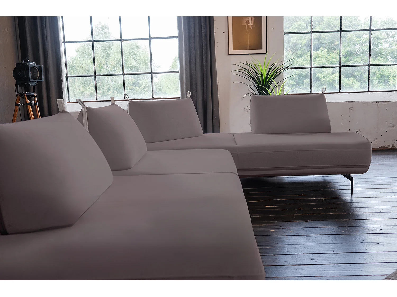 Ecksofa - Violett Webstoff - CANE