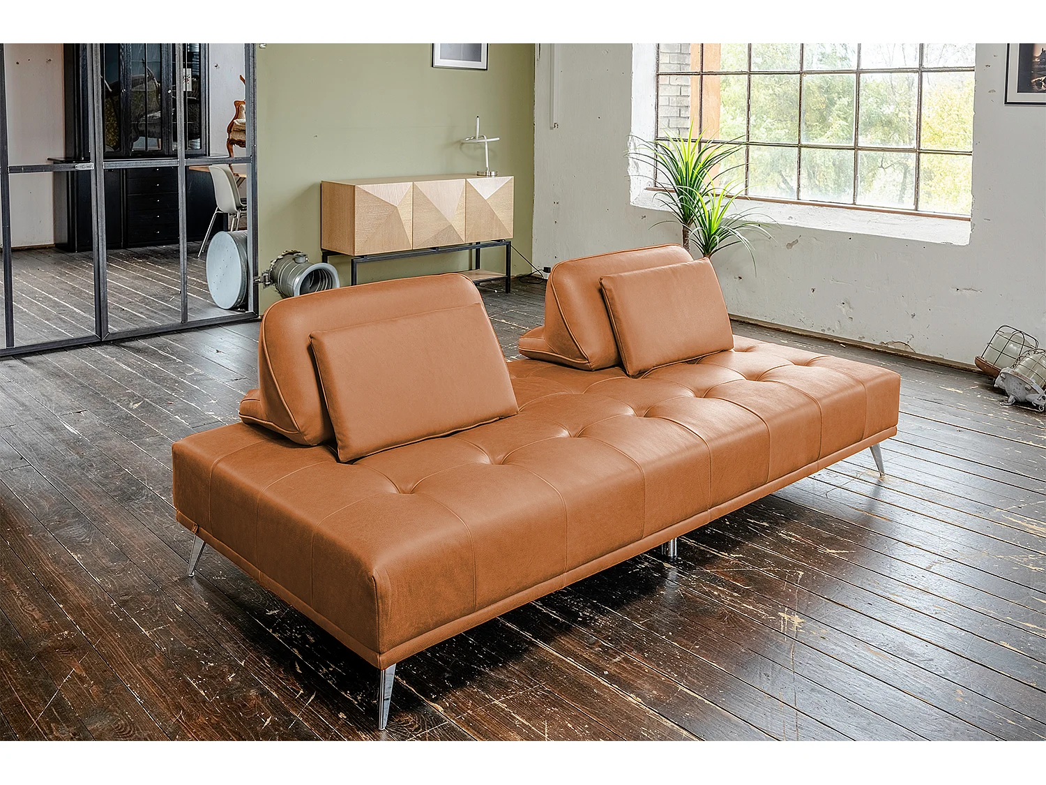 Divano letto - marrone pelle - WIOLO