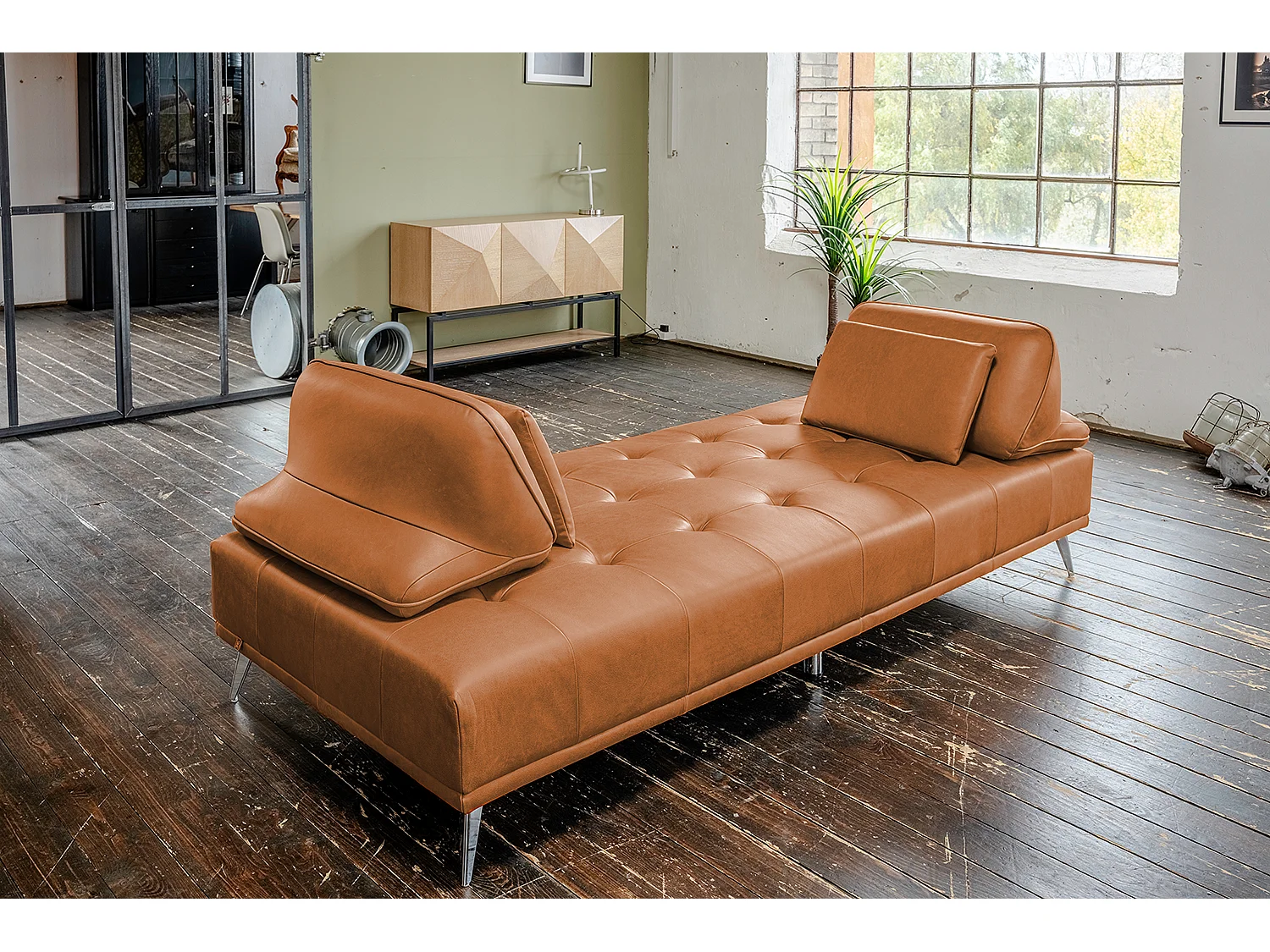 Divano letto - marrone pelle - WIOLO