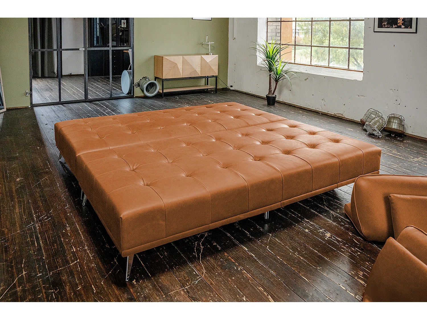 Divano letto - marrone pelle - WIOLO