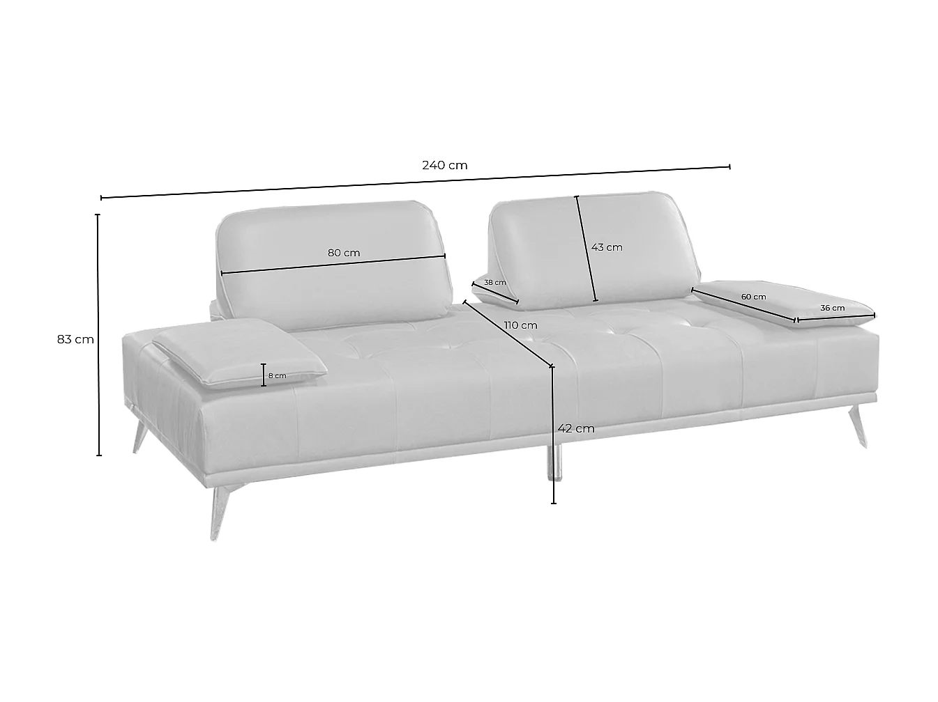 Divano letto - marrone pelle - WIOLO