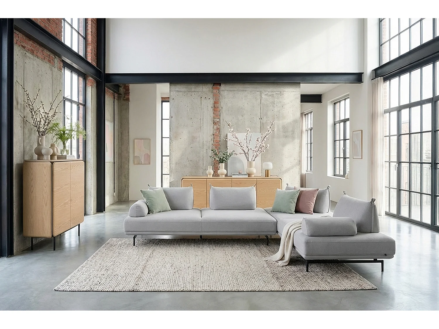 Divano letto - Grigio tessuto intrecciato - CANE