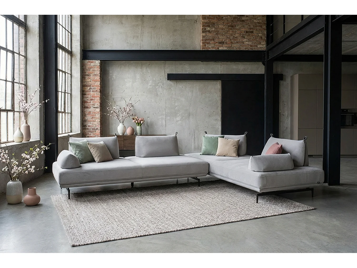 Divano letto - Grigio tessuto intrecciato - CANE