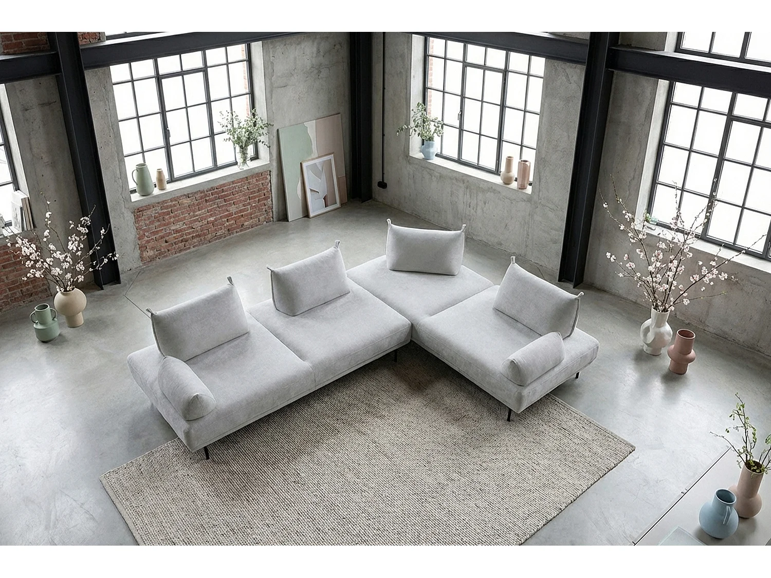 Divano letto - Grigio tessuto intrecciato - CANE