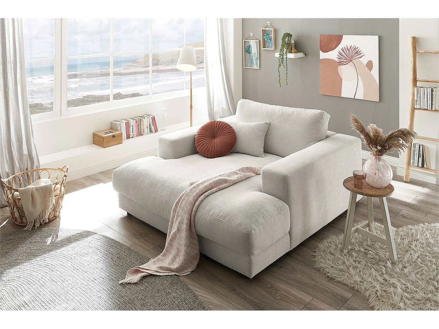 Chaise longue - argento Velluto a coste - MADELINE