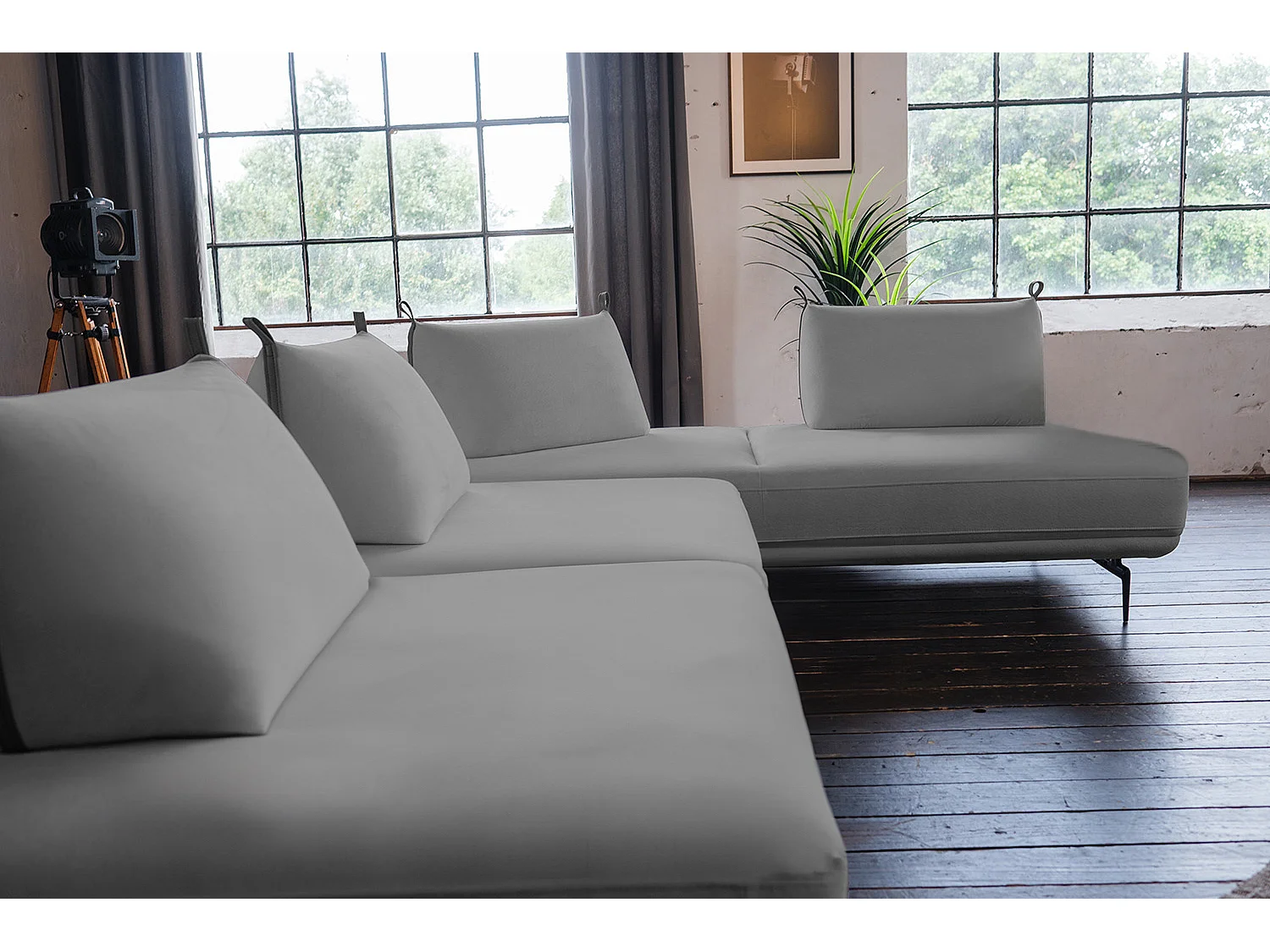 Canapé - Gris tissu tissé - CANE