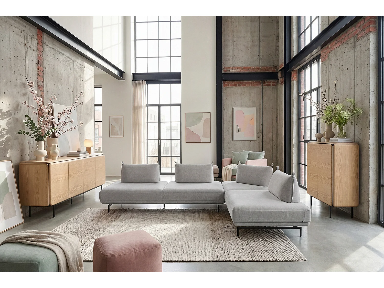 Divano letto - Grigio tessuto intrecciato - CANE