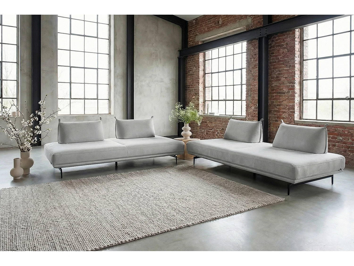 Divano letto - Grigio tessuto intrecciato - CANE