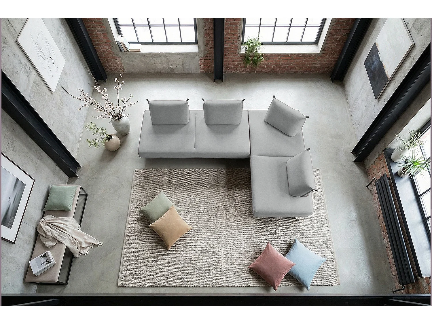 Divano letto - Grigio tessuto intrecciato - CANE