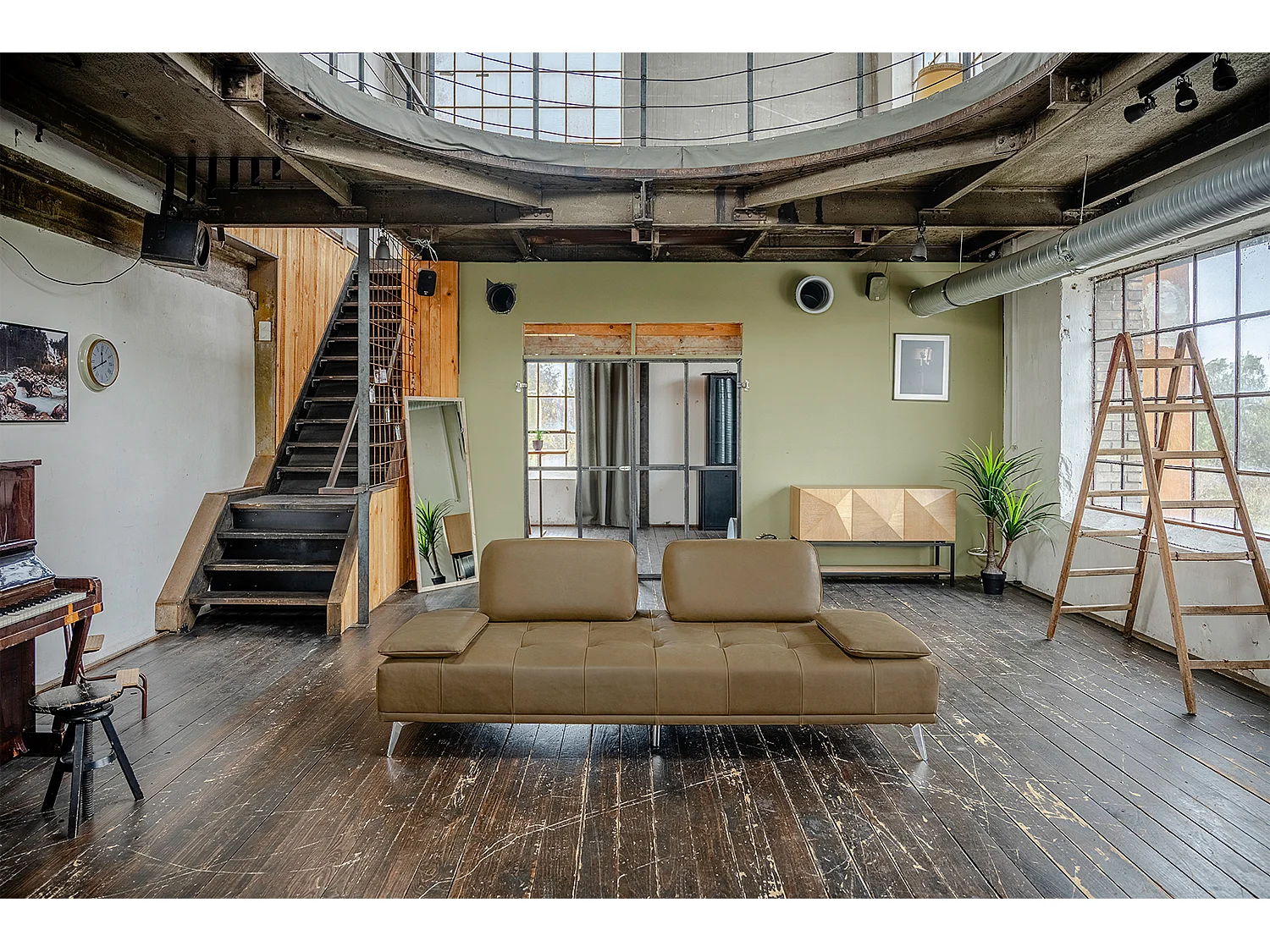 Sofá cama - beige piel - WIOLO