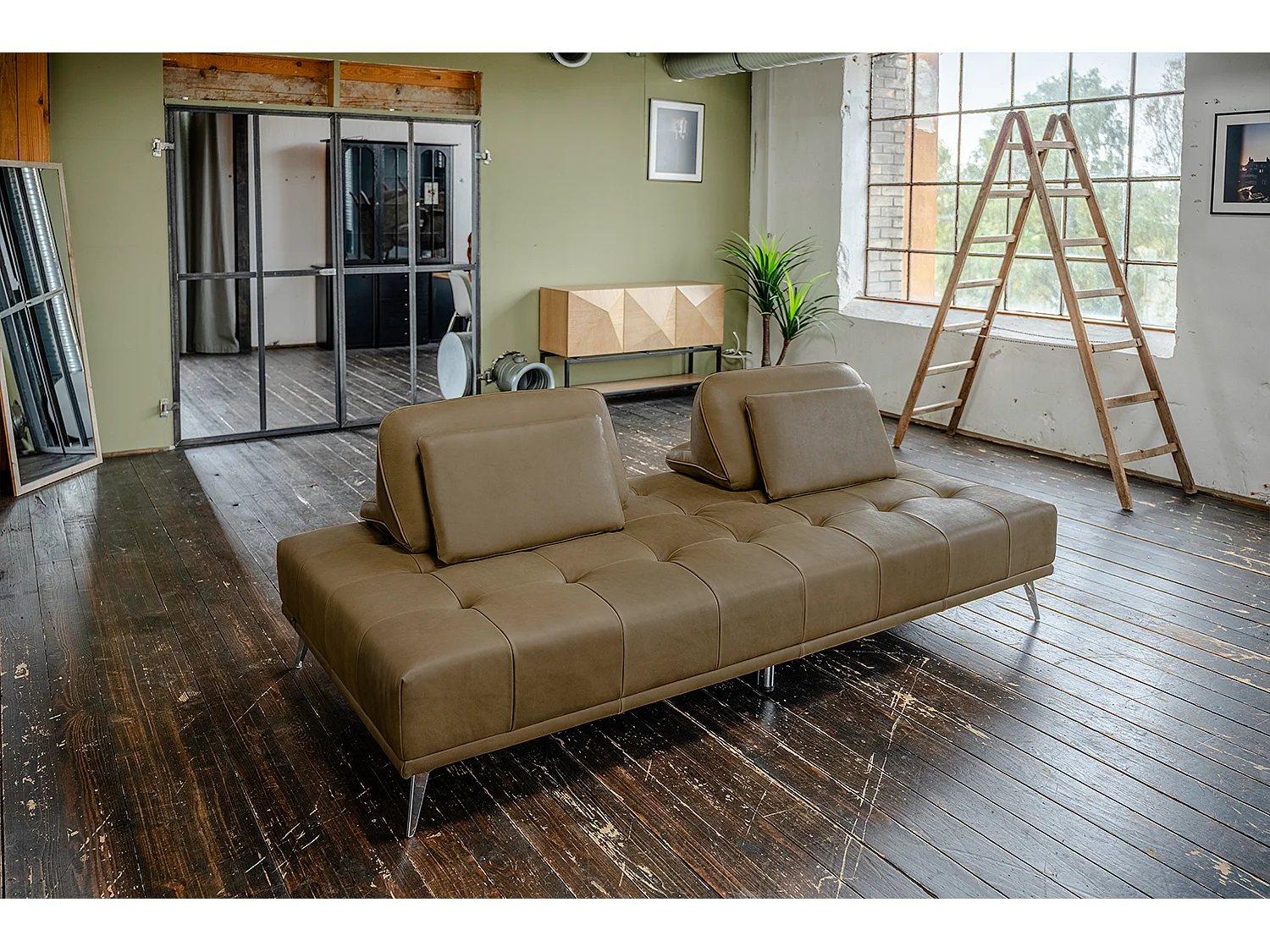 Sofá cama - beige piel - WIOLO