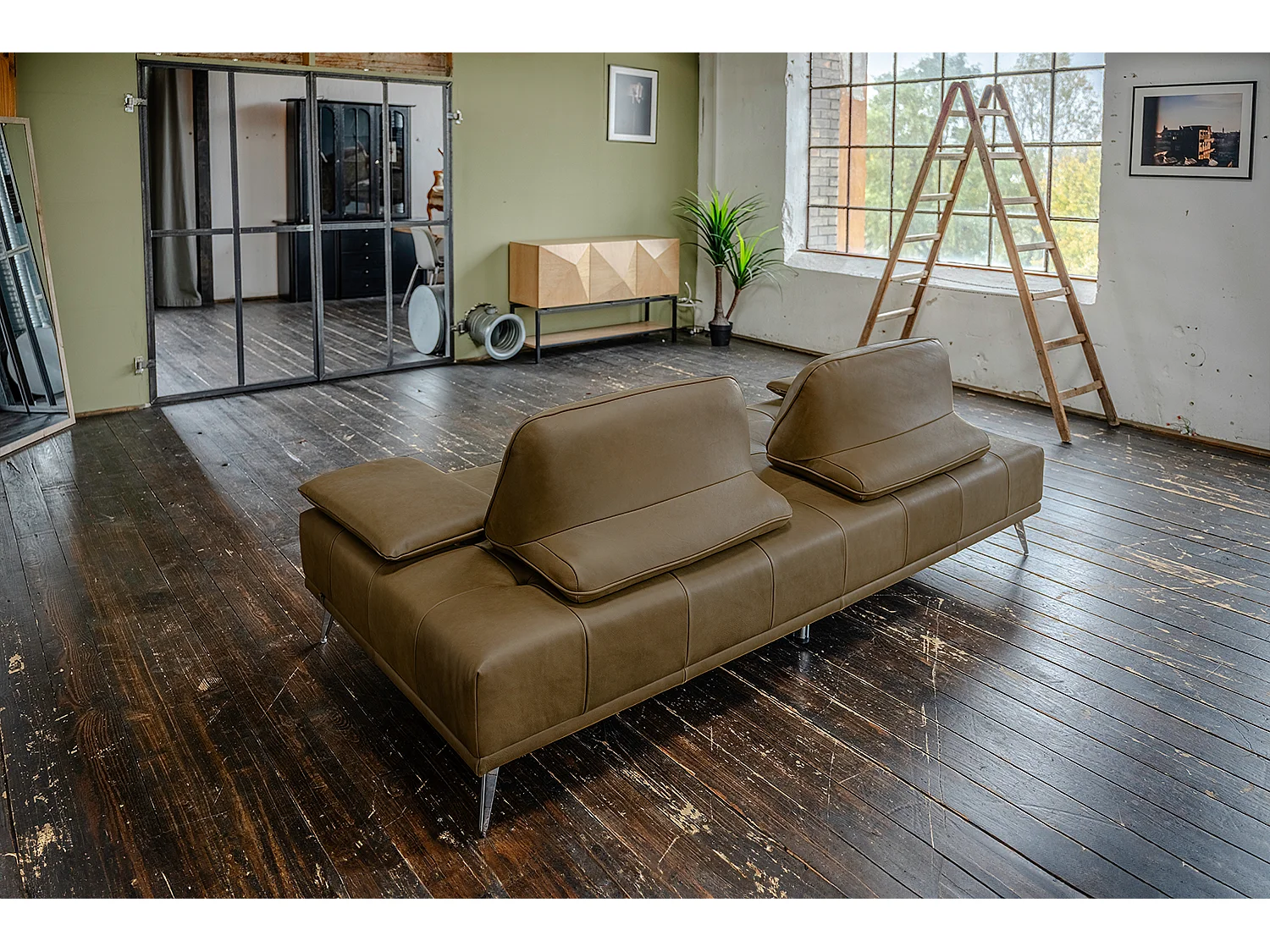 Sofá cama - beige piel - WIOLO