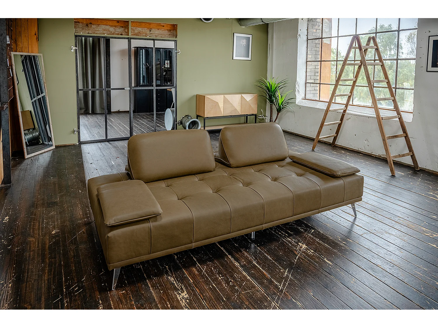 Divano letto - beige pelle - WIOLO