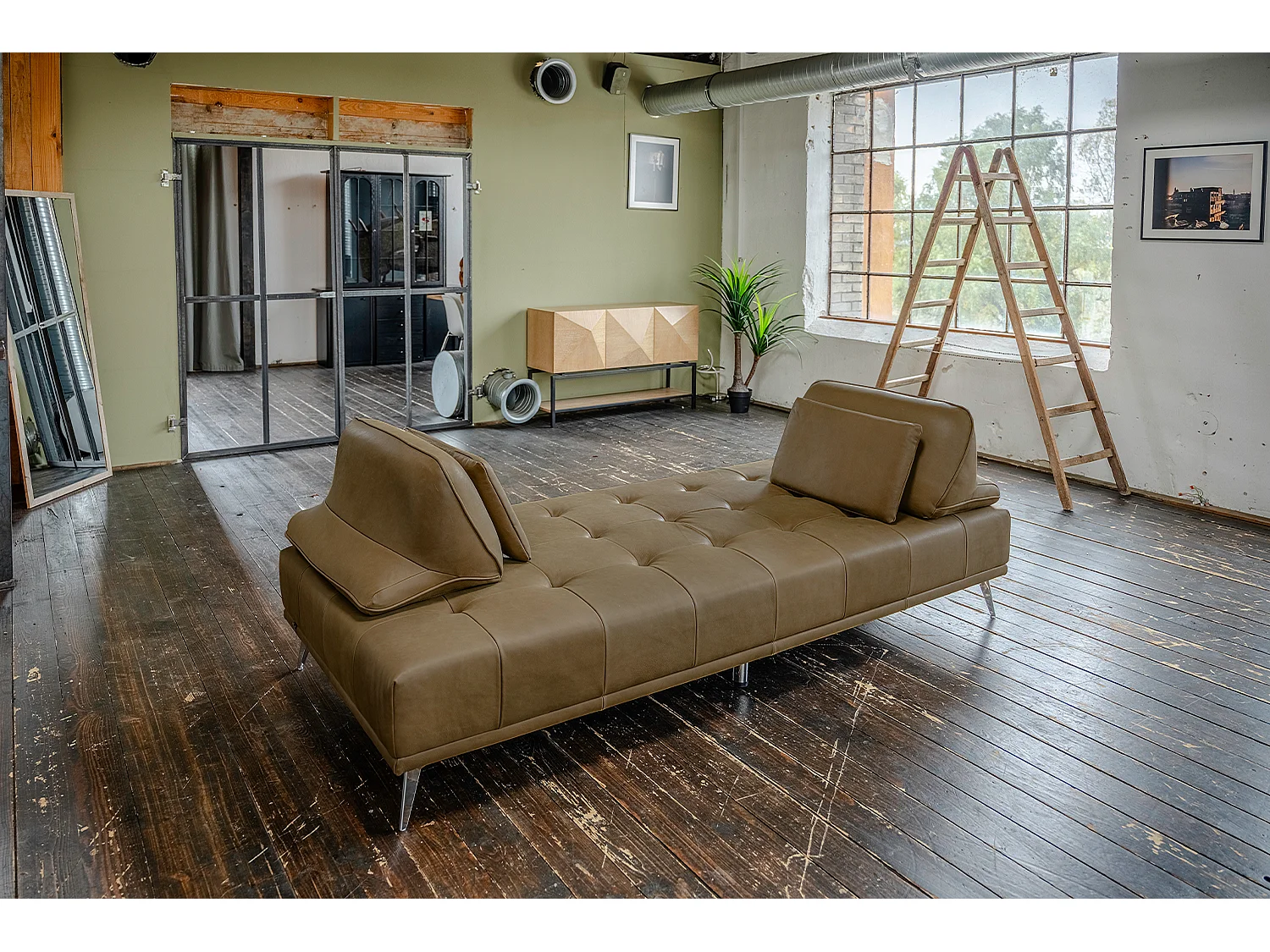 Divano letto - beige pelle - WIOLO