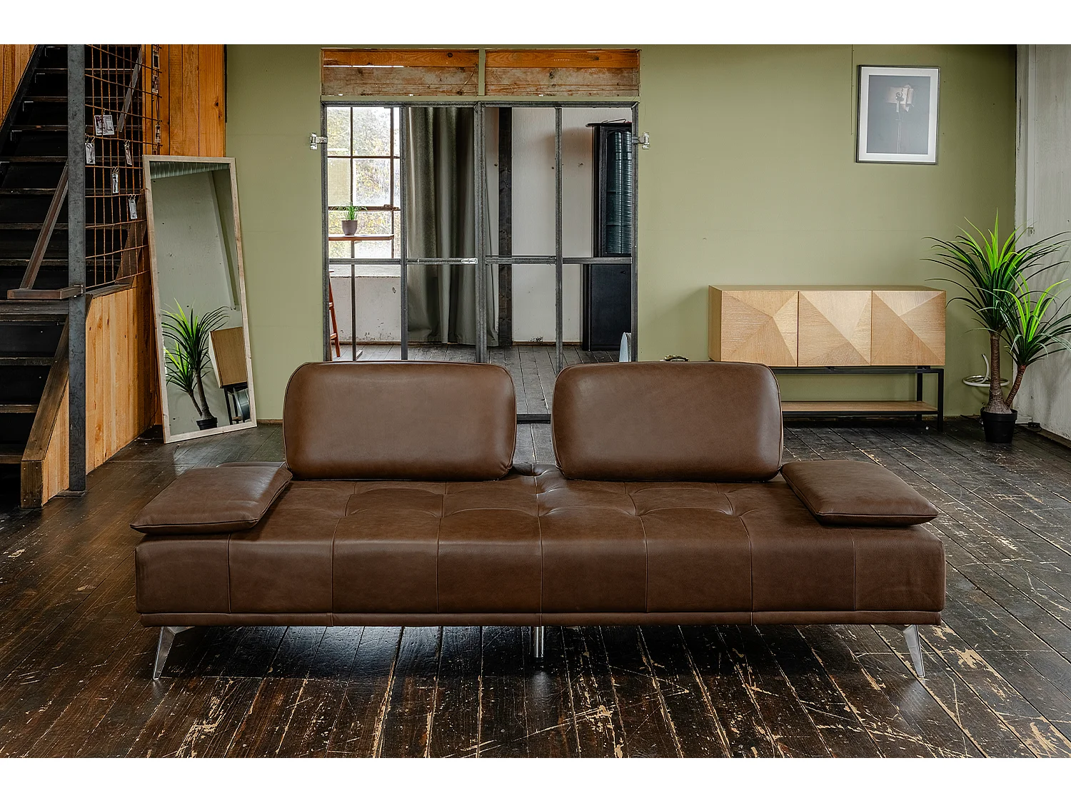 Divano letto - marrone scuro pelle - WIOLO