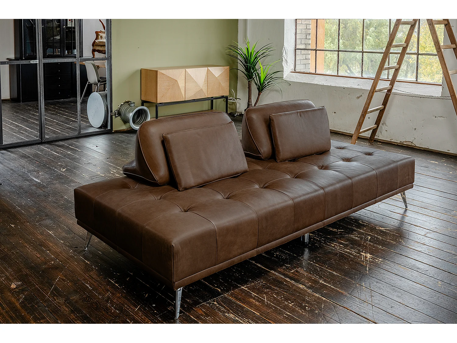 Divano letto - marrone scuro pelle - WIOLO