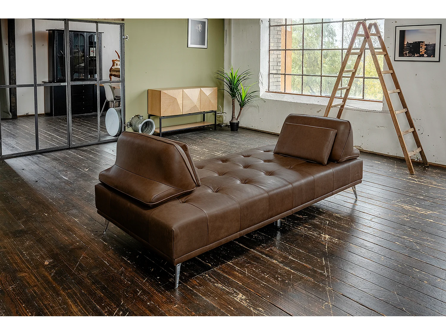 Divano letto - marrone scuro pelle - WIOLO