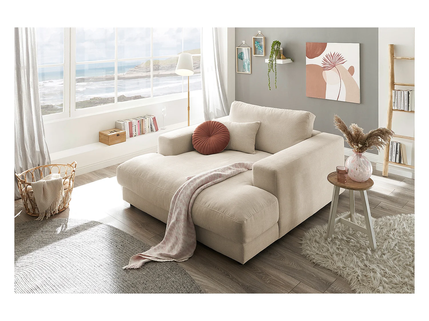 Chaise - beige Velours côtelé - MADELINE