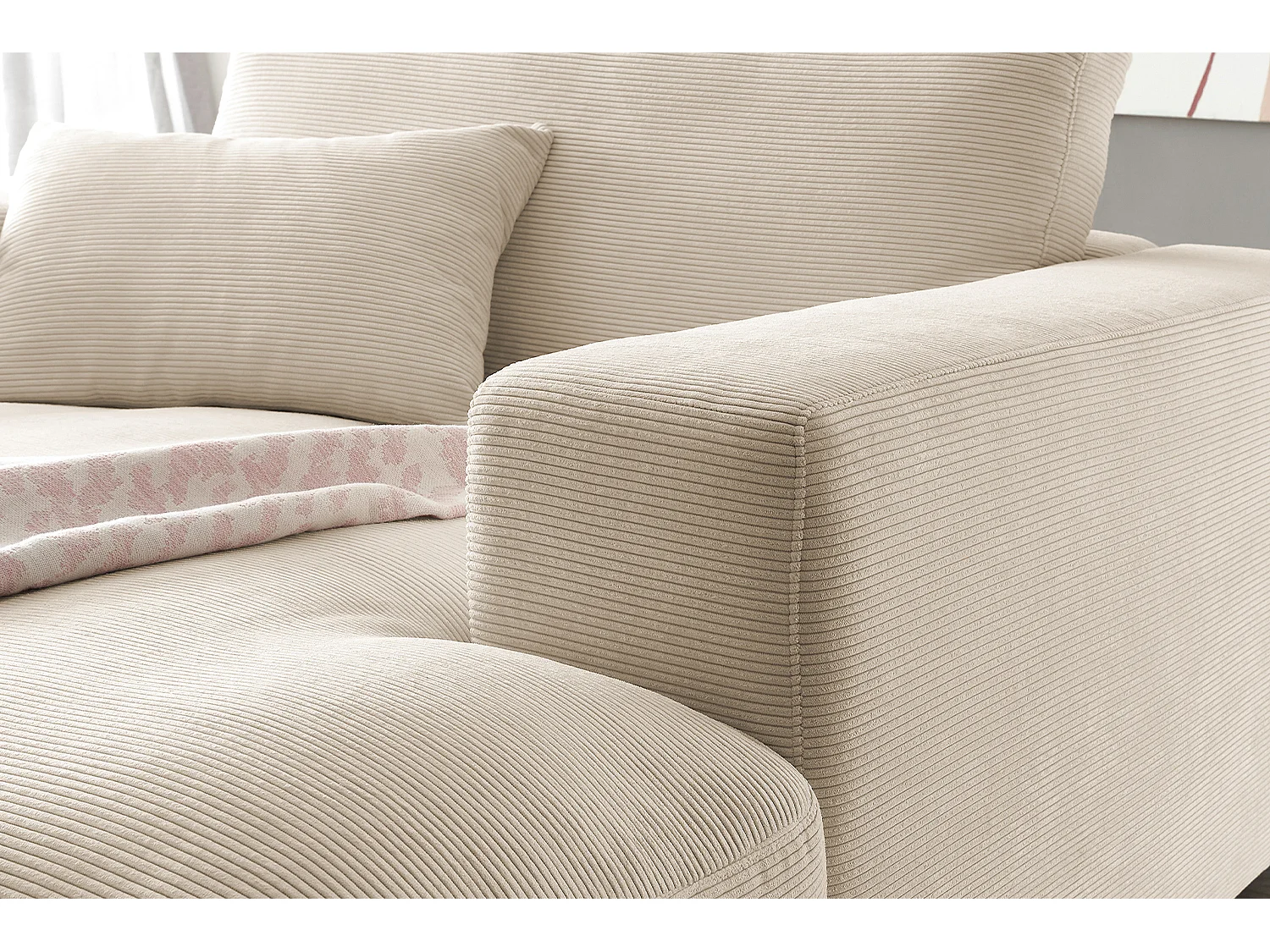 Relaxligstoel - Beige Koord - MADELINE