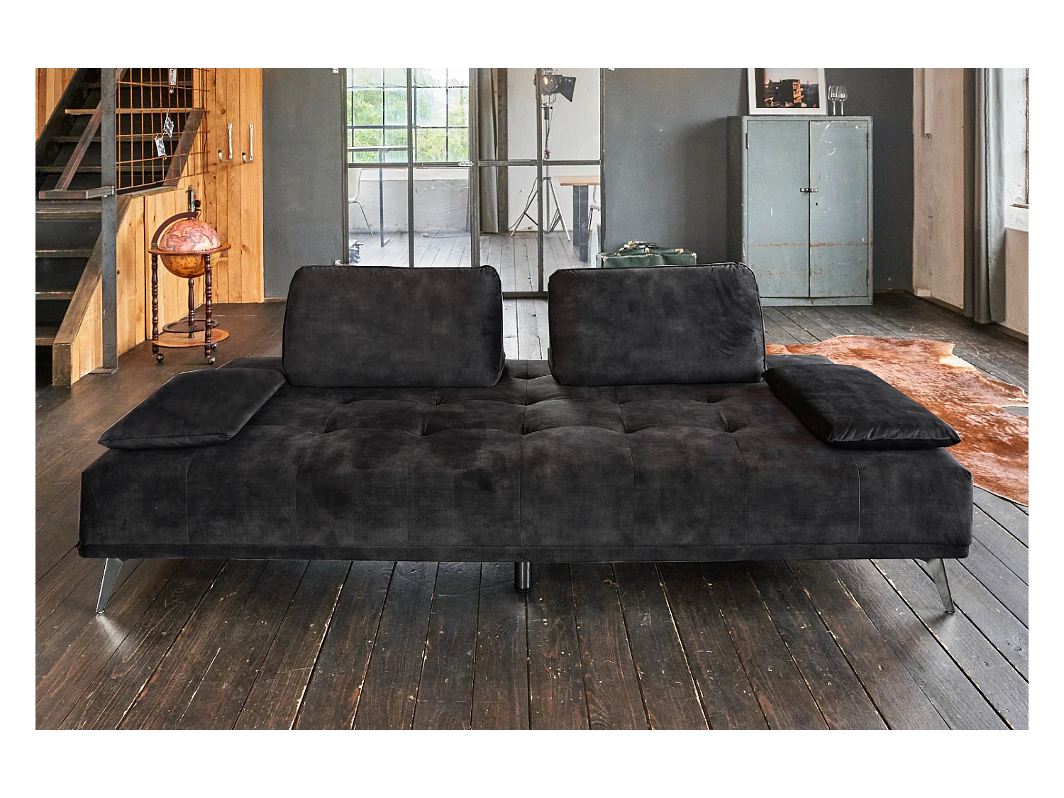 Divano letto - antracite velluto - WIOLO