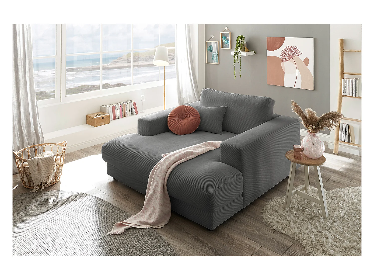 Chaise - anthracite Velours côtelé - MADELINE