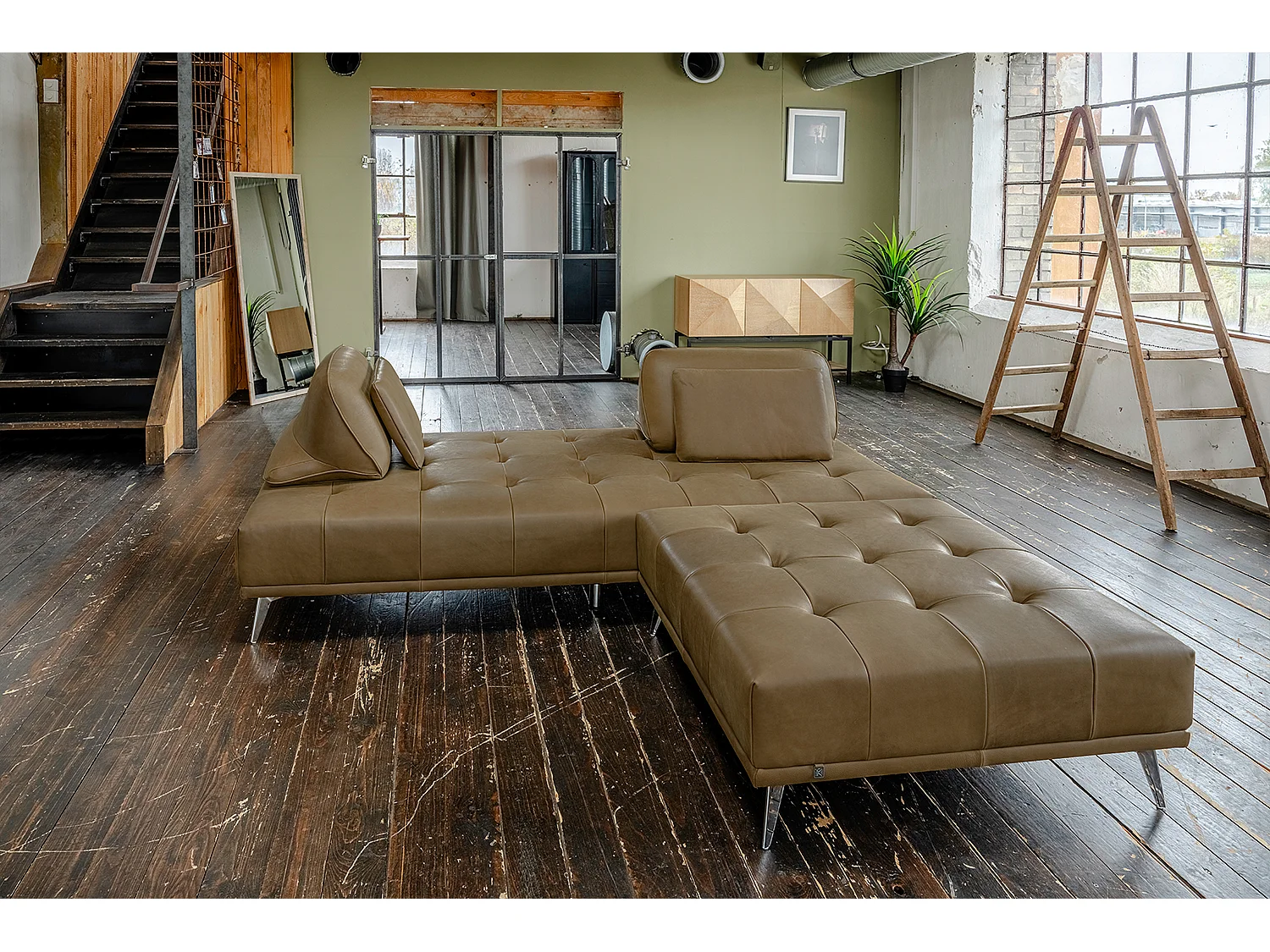 Divano letto - beige pelle - WIOLO