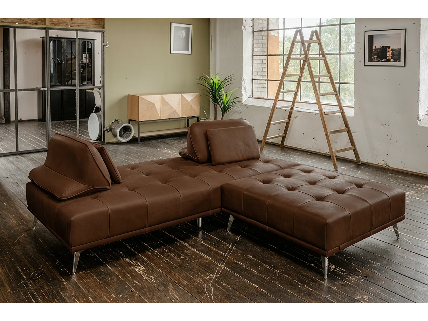 Divano letto - marrone scuro pelle - WIOLO