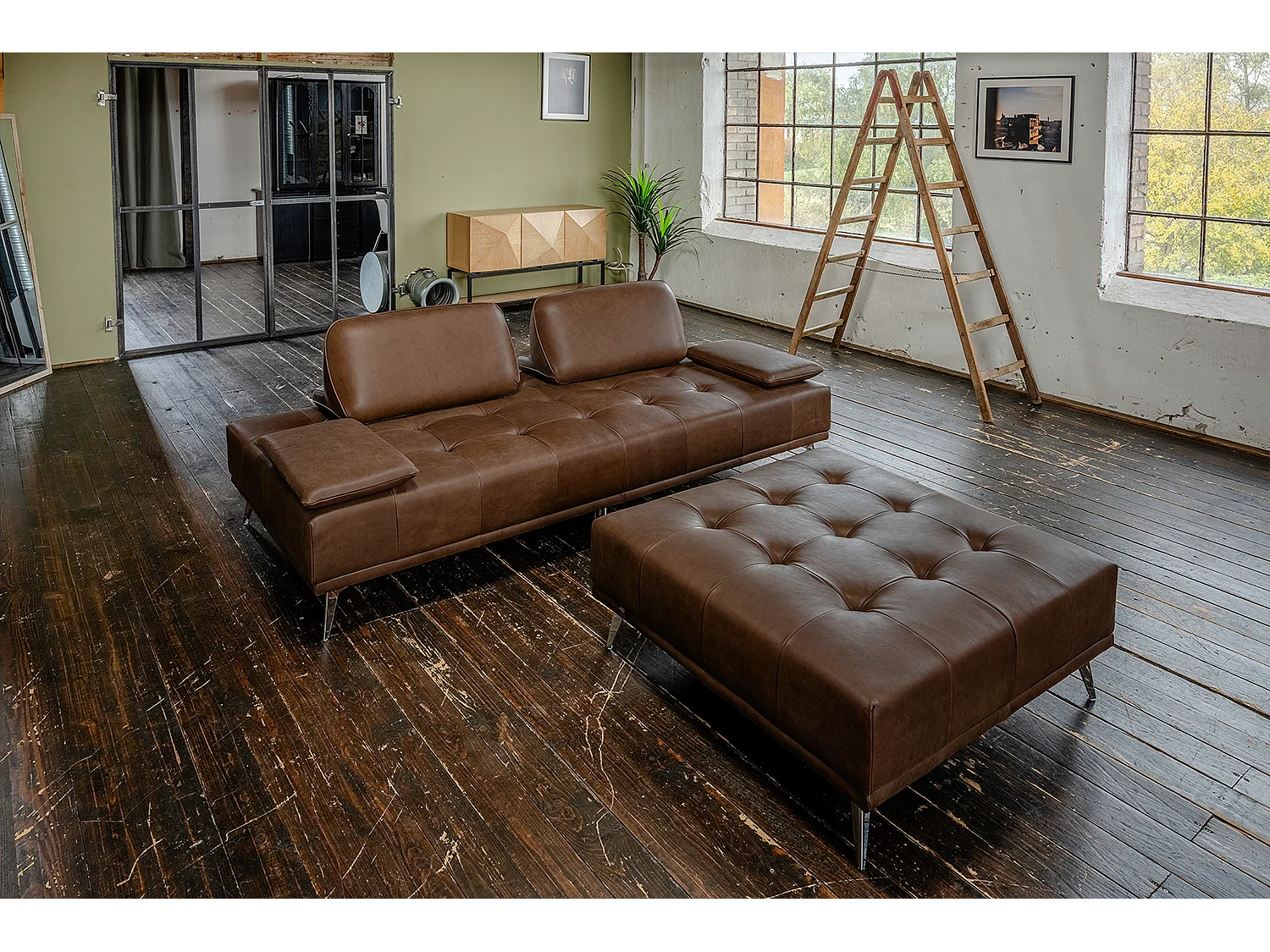 Divano letto - marrone scuro pelle - WIOLO