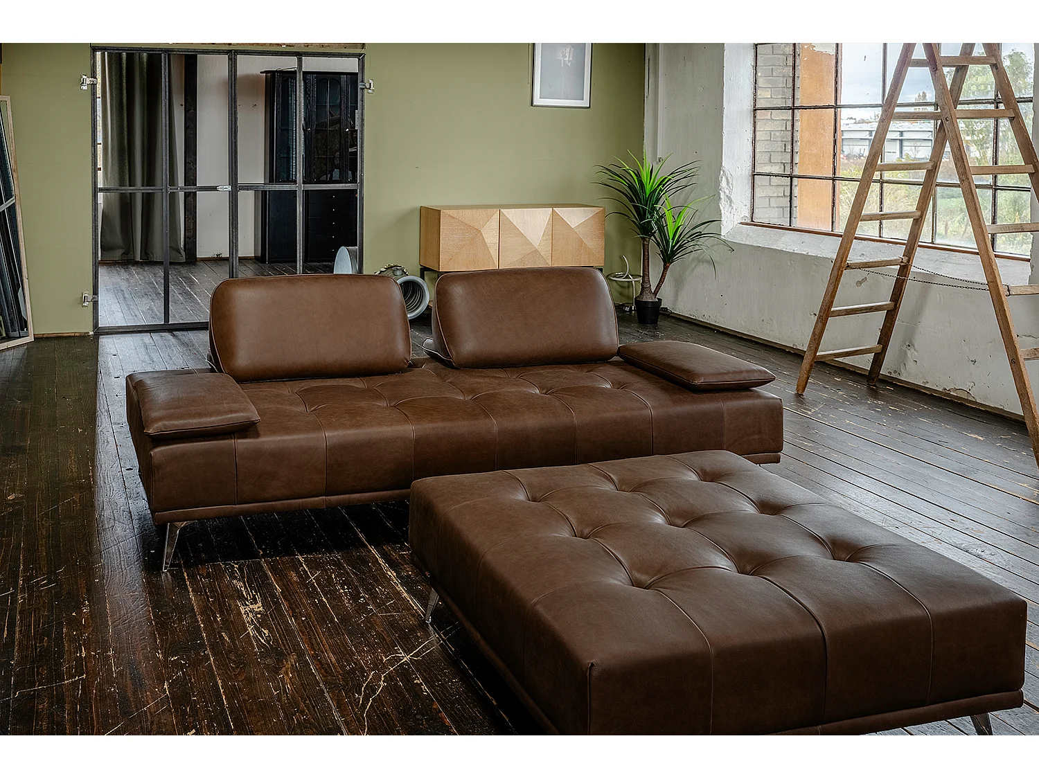 Divano letto - marrone scuro pelle - WIOLO