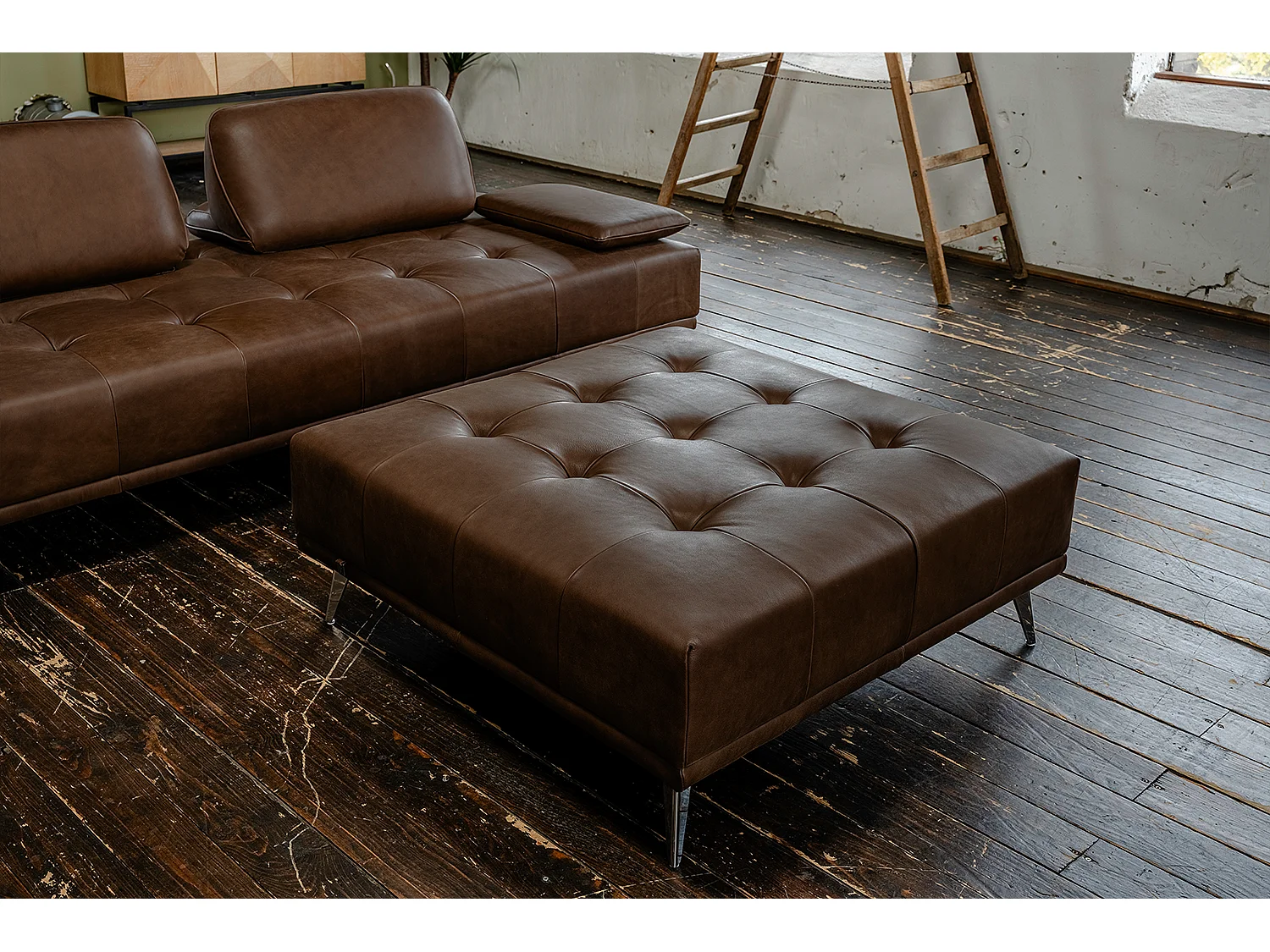 Divano letto - marrone scuro pelle - WIOLO