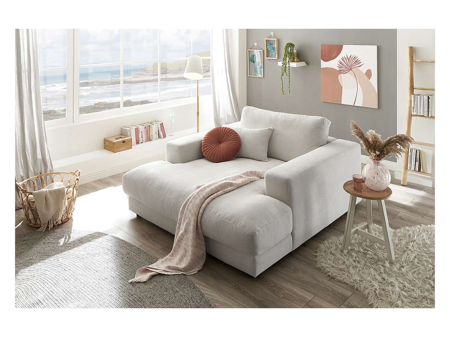 Chaise - blanc Velours côtelé - MADELINE
