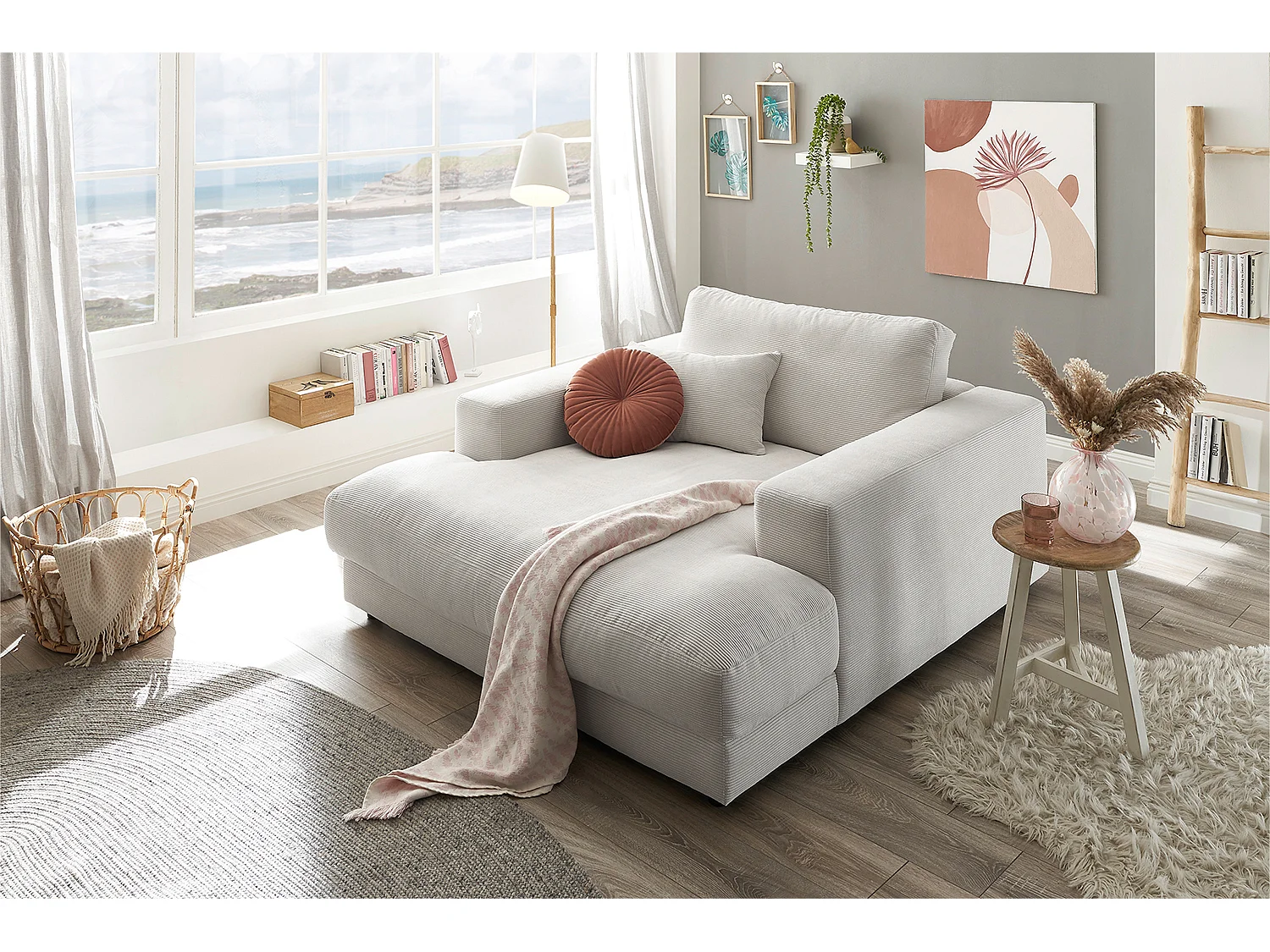 Chaise - blanc Velours côtelé - MADELINE