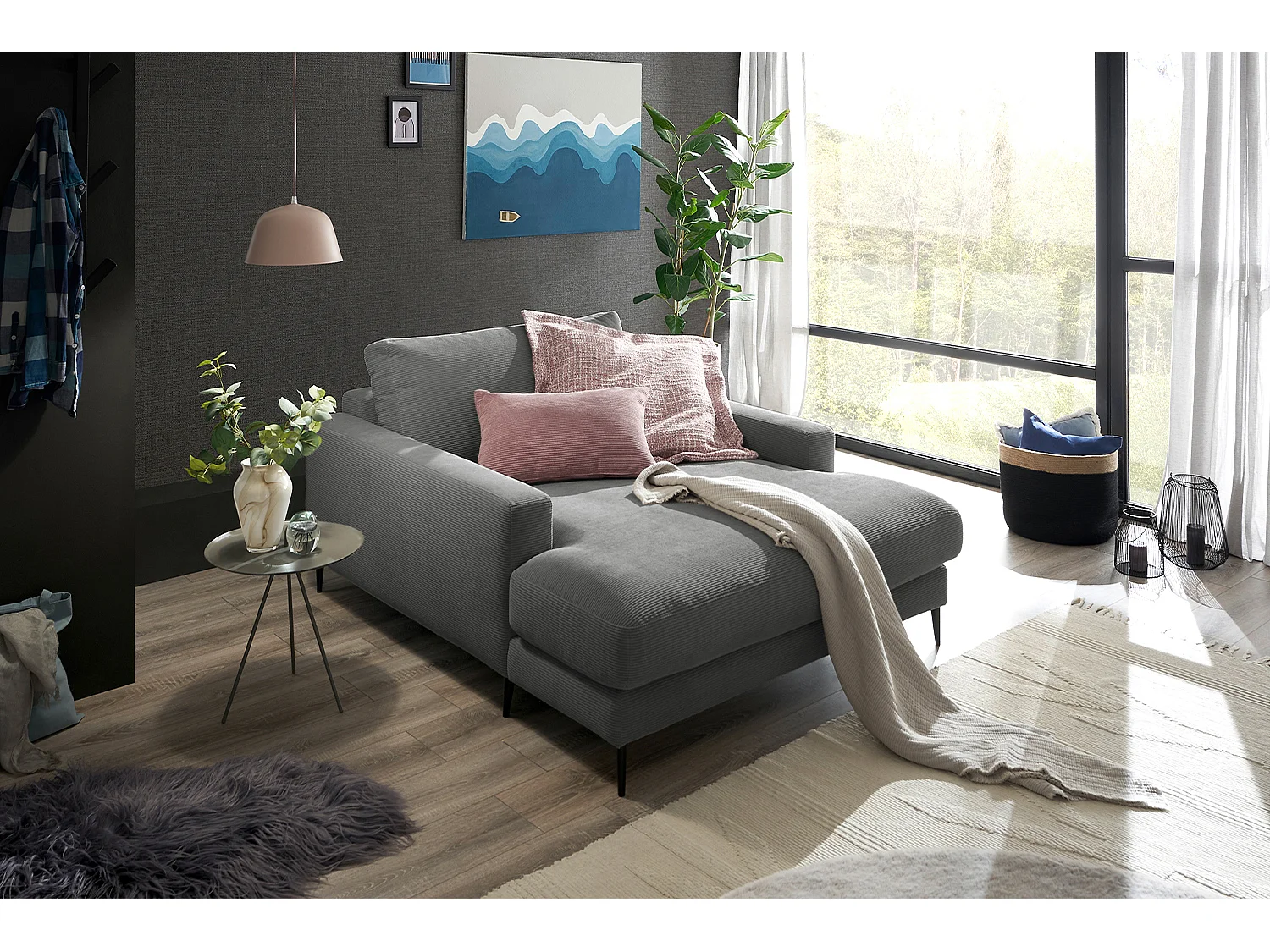 Relaxligstoel - Antraciet Koord - CARA