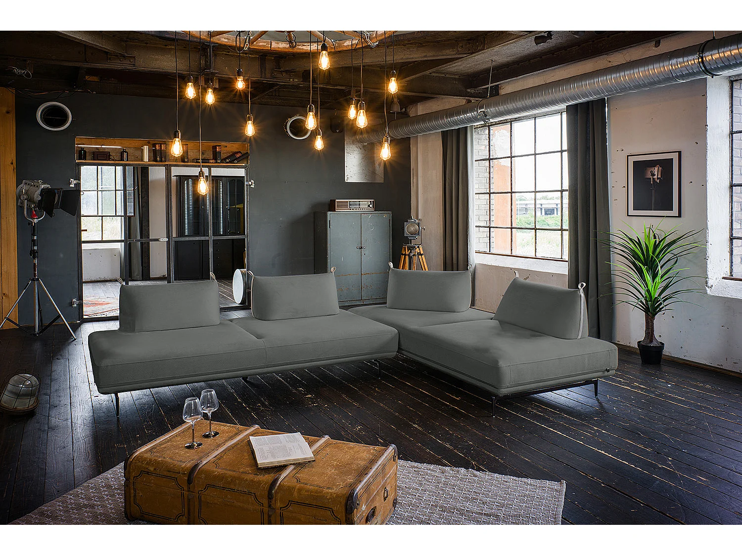 Ecksofa - Taupe Webstoff - CANE