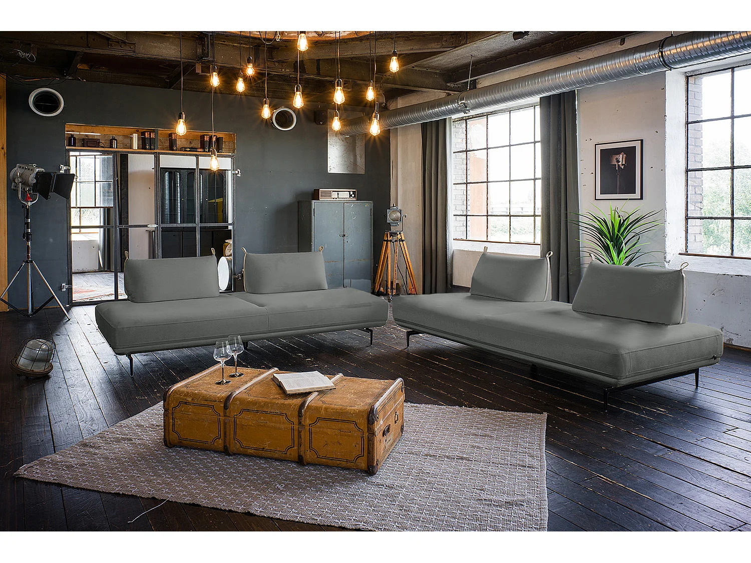 Ecksofa - Taupe Webstoff - CANE