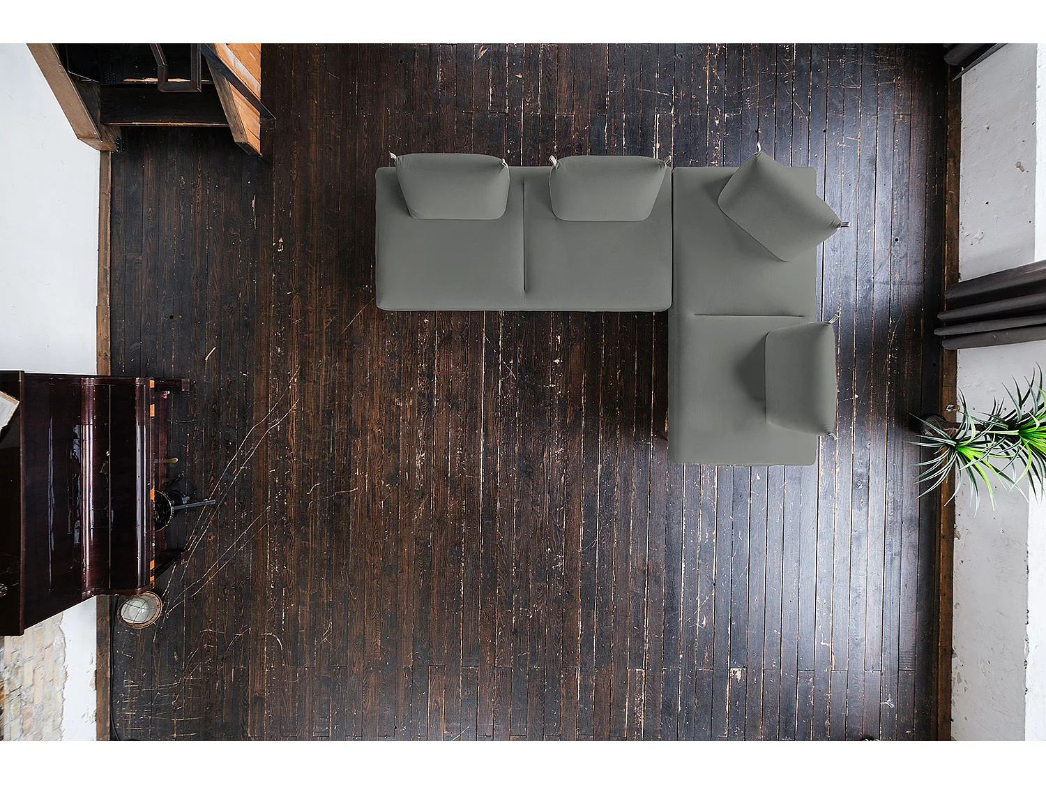 Ecksofa - Taupe Webstoff - CANE