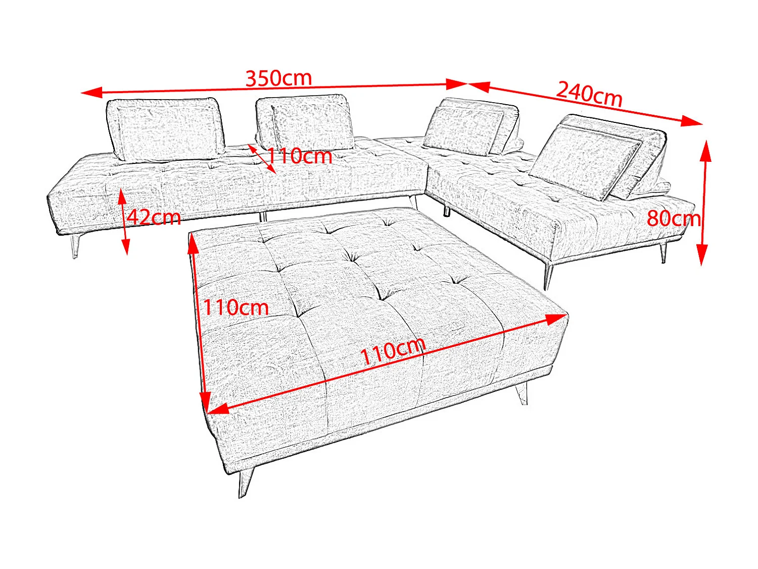 Hoekbank - Roodbruin Fluweel - WIOLO
