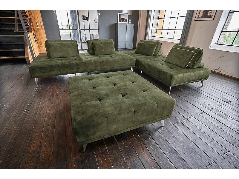 Ecksofa - Dunkelgrün Velvet - WIOLO