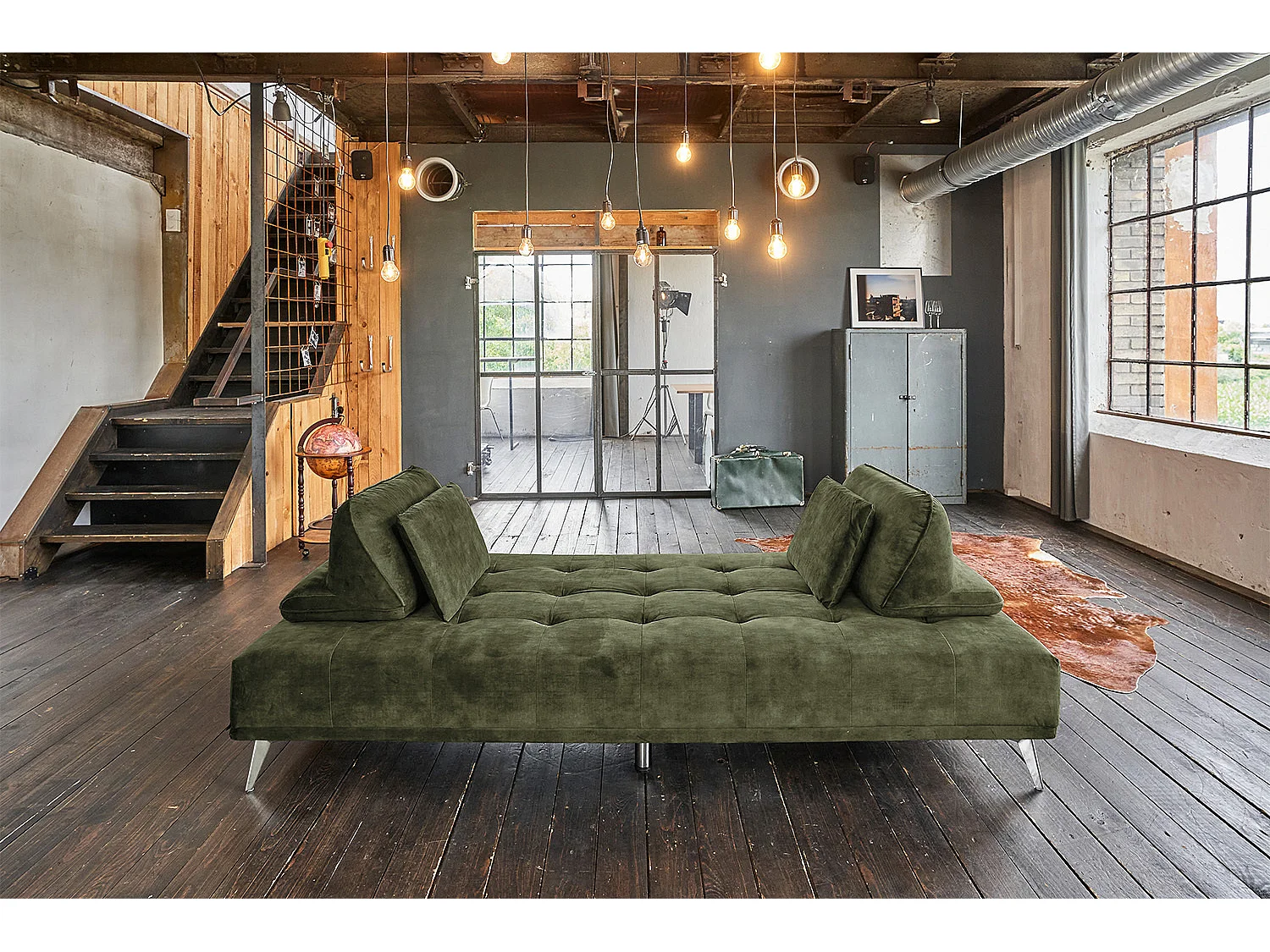 Sofá - verde oscuro terciopelo - WIOLO