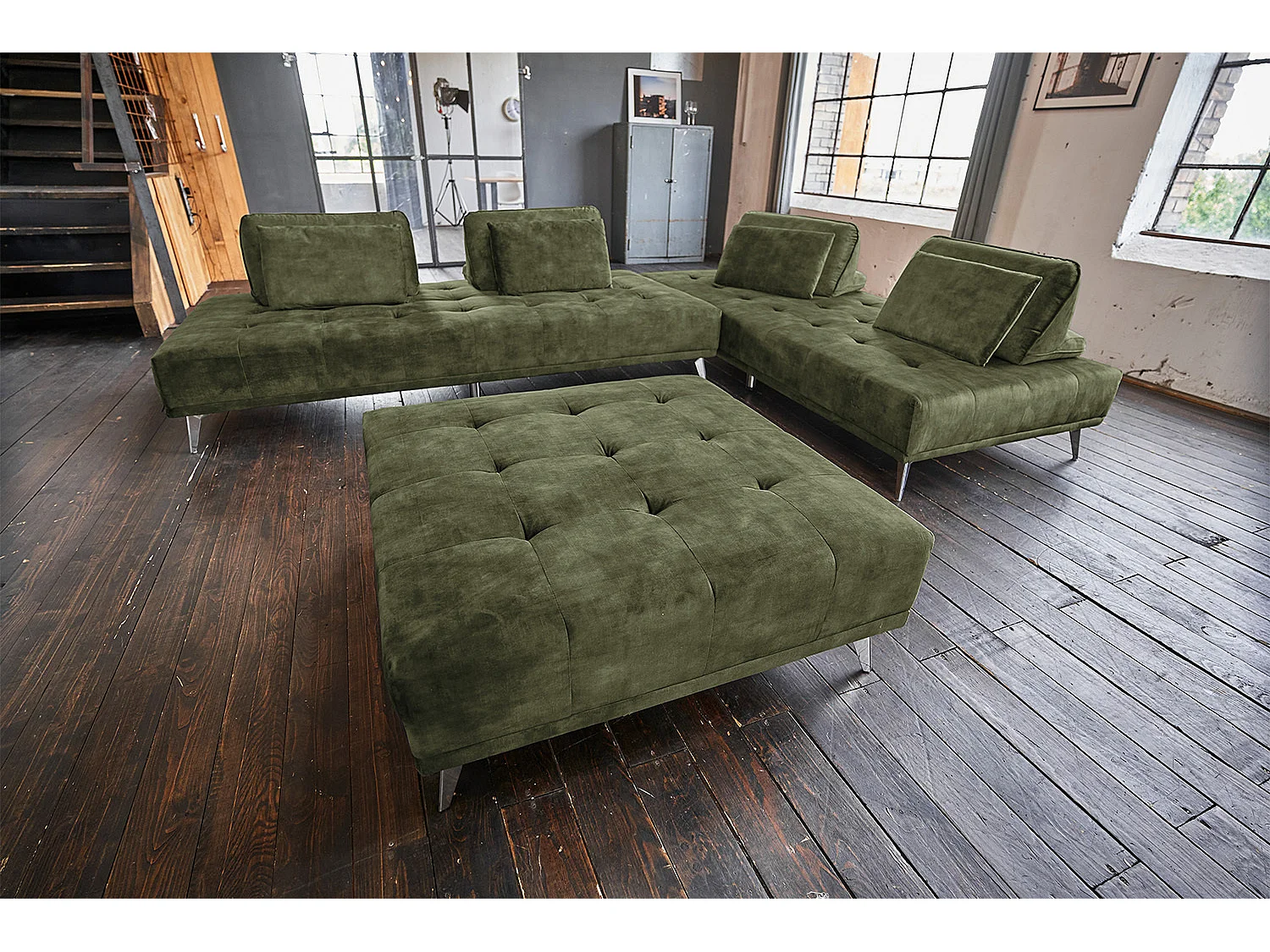 Divano letto - verde scuro velluto - WIOLO