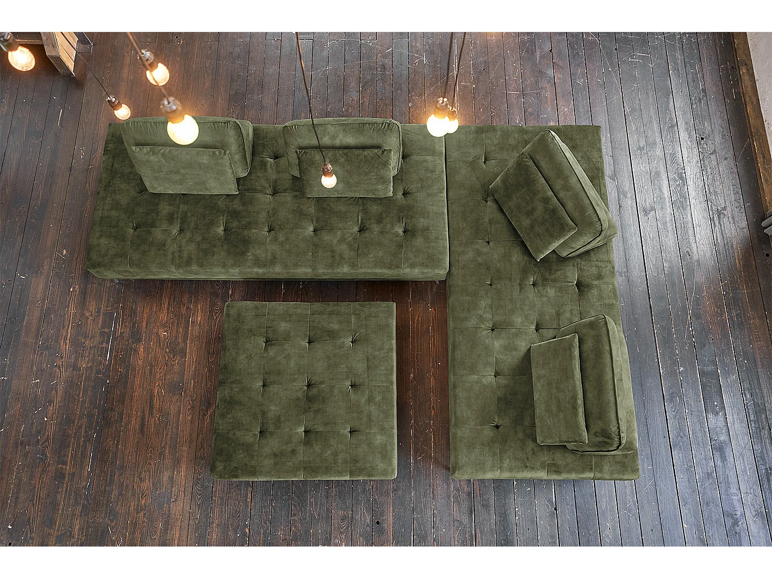 Divano letto - verde scuro velluto - WIOLO