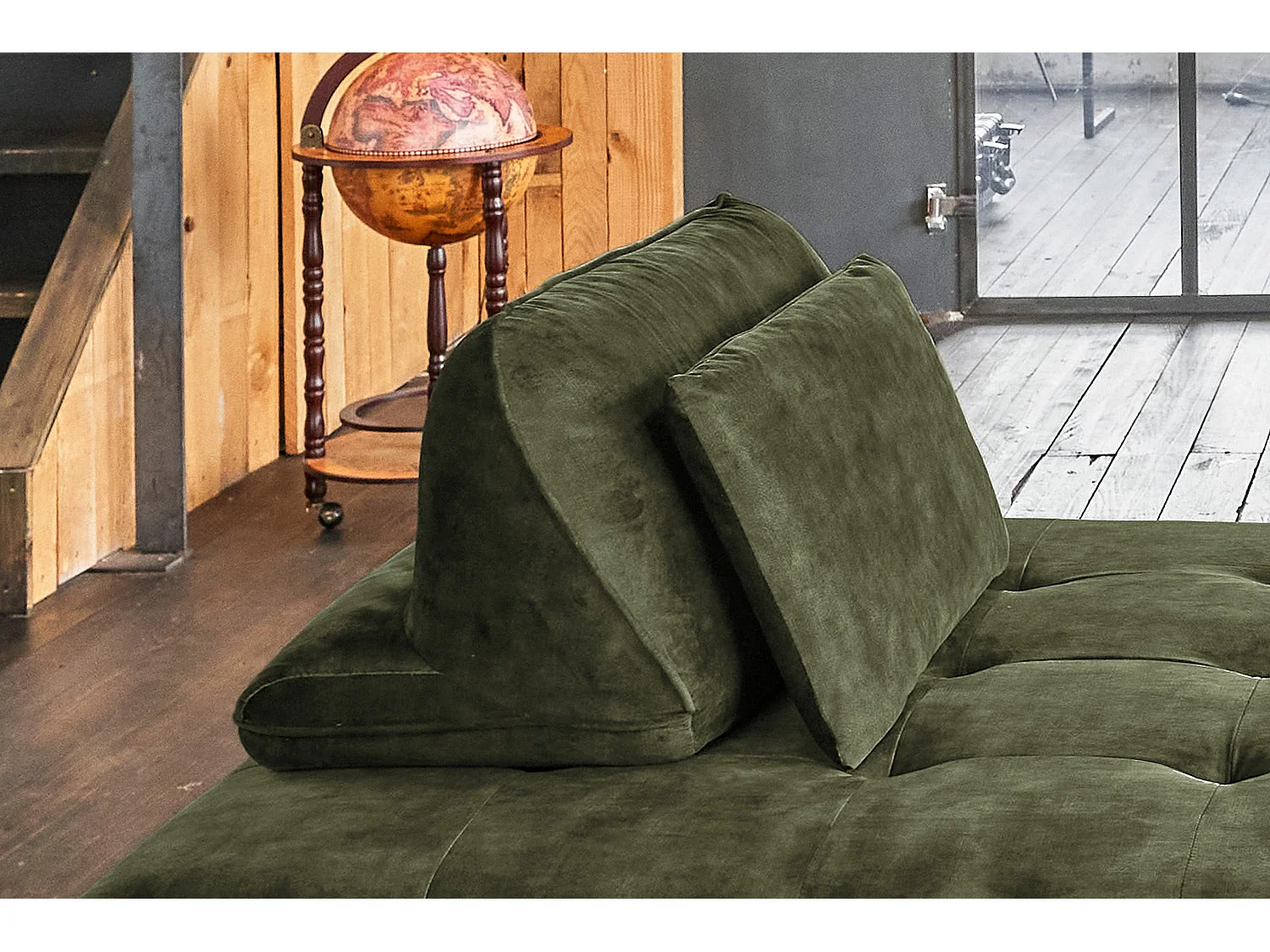 Divano letto - verde scuro velluto - WIOLO