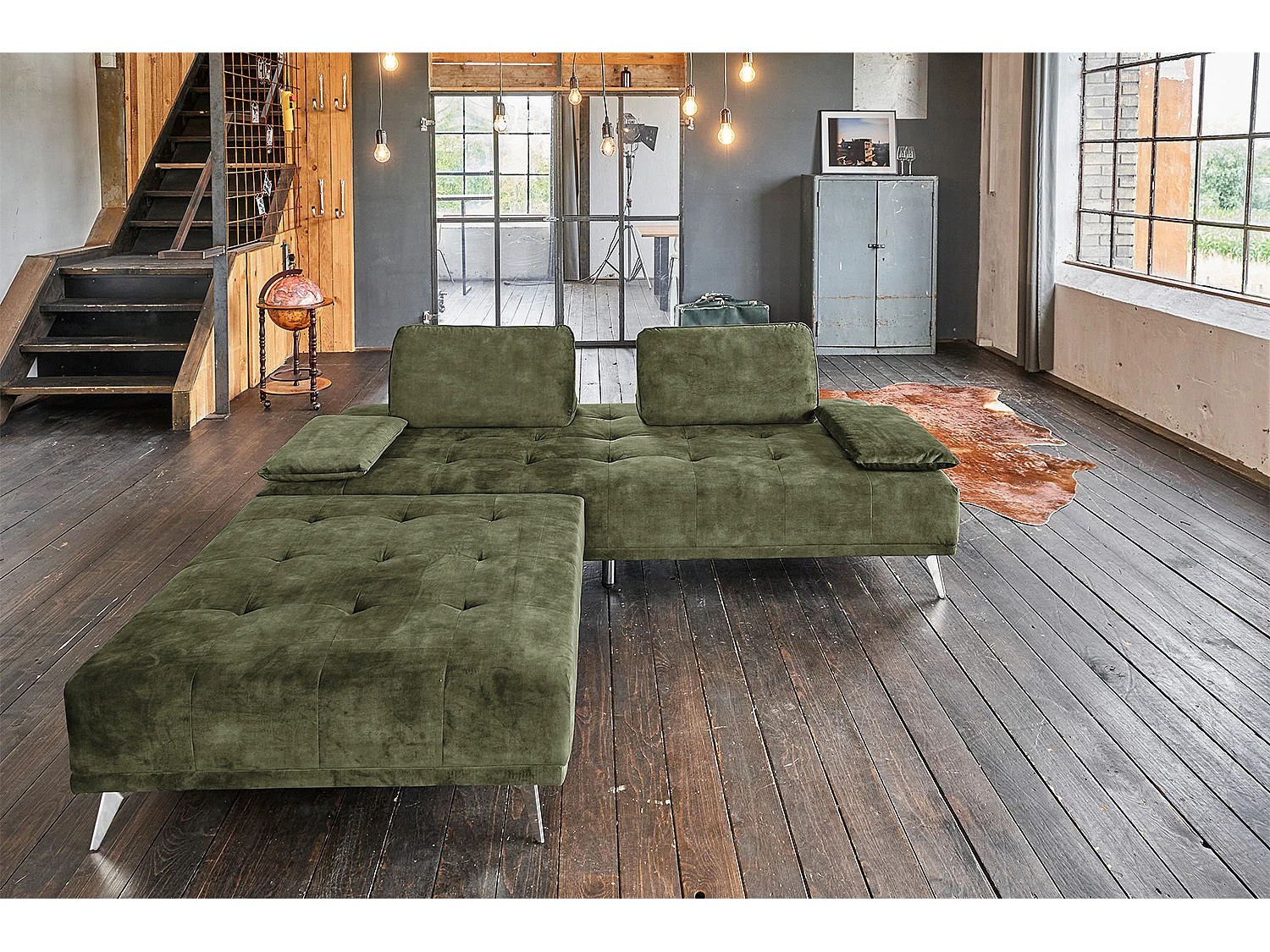 Sofá - verde oscuro terciopelo - WIOLO